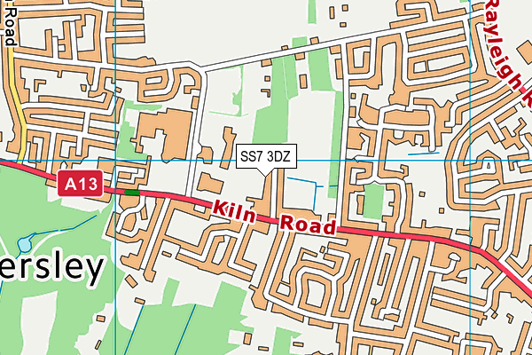 SS7 3DZ map - OS VectorMap District (Ordnance Survey)