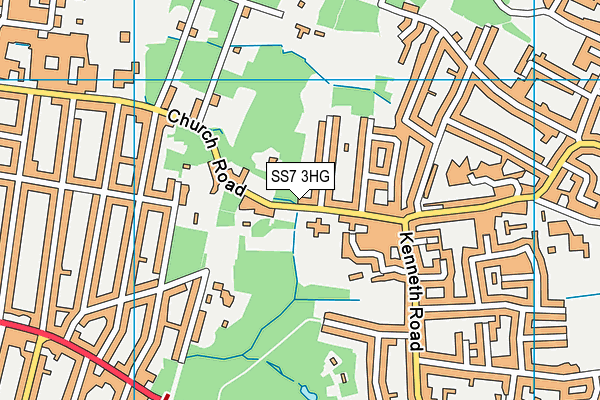 Kingston Primary School map (SS7 3HG) - OS VectorMap District (Ordnance Survey)