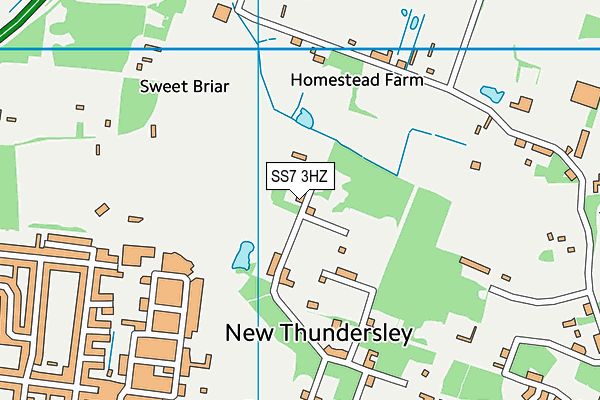 SS7 3HZ map - OS VectorMap District (Ordnance Survey)