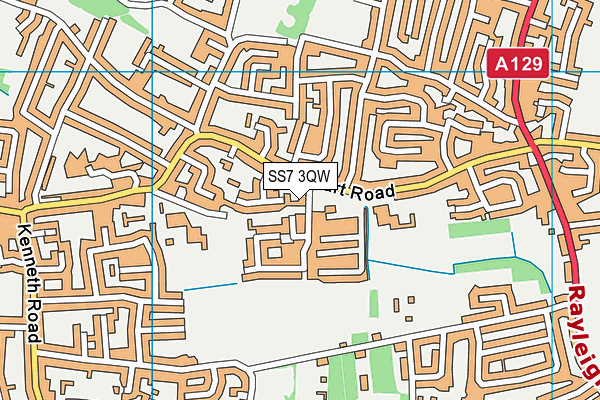 SS7 3QW map - OS VectorMap District (Ordnance Survey)