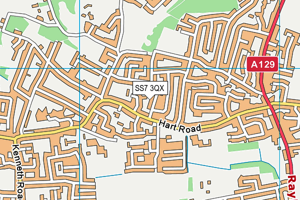 SS7 3QX map - OS VectorMap District (Ordnance Survey)