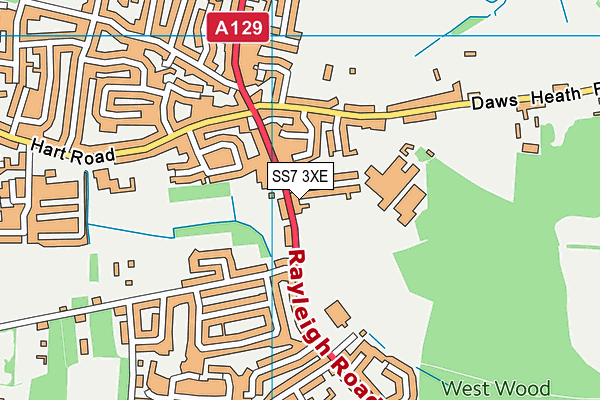 SS7 3XE map - OS VectorMap District (Ordnance Survey)