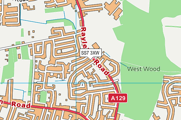 SS7 3XW map - OS VectorMap District (Ordnance Survey)