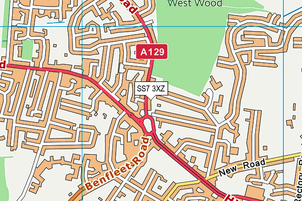 SS7 3XZ map - OS VectorMap District (Ordnance Survey)