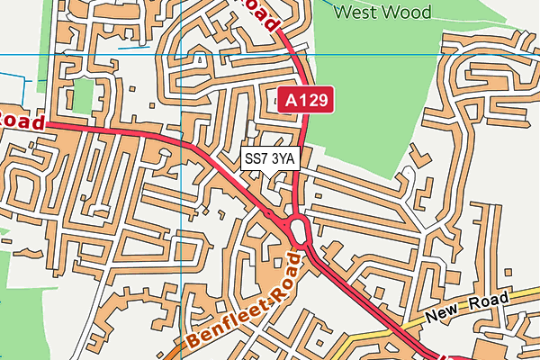 SS7 3YA map - OS VectorMap District (Ordnance Survey)