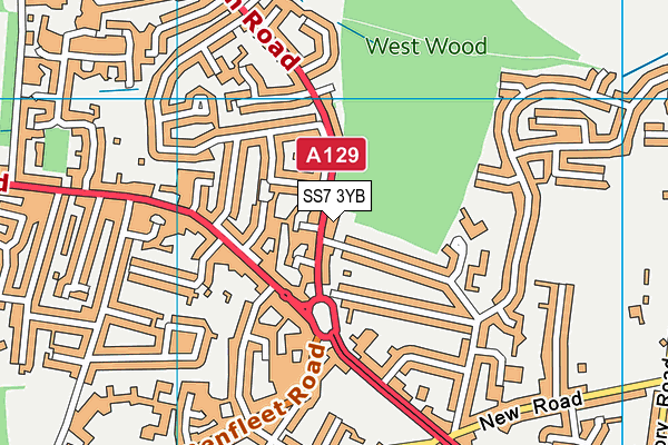 SS7 3YB map - OS VectorMap District (Ordnance Survey)