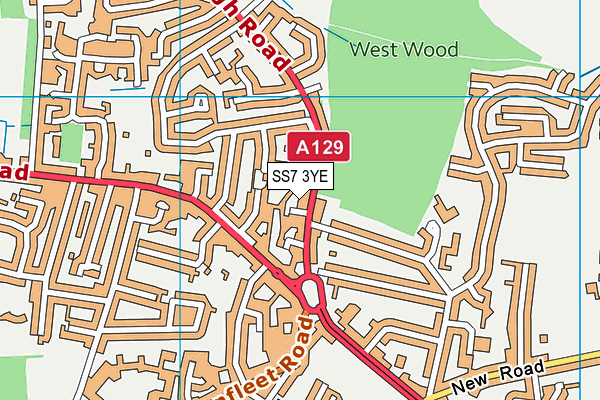 SS7 3YE map - OS VectorMap District (Ordnance Survey)