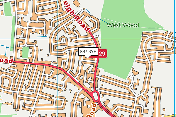 SS7 3YF map - OS VectorMap District (Ordnance Survey)