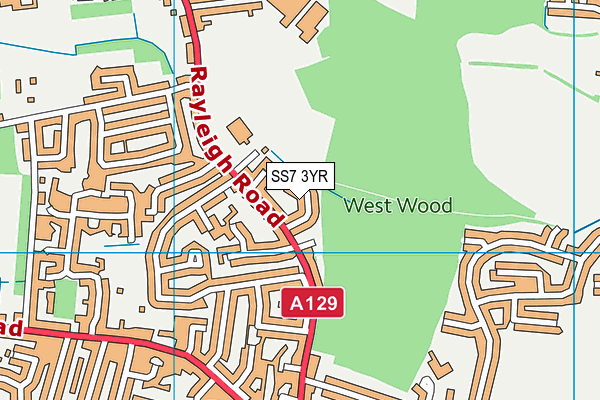 SS7 3YR map - OS VectorMap District (Ordnance Survey)