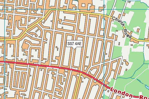 SS7 4AE map - OS VectorMap District (Ordnance Survey)