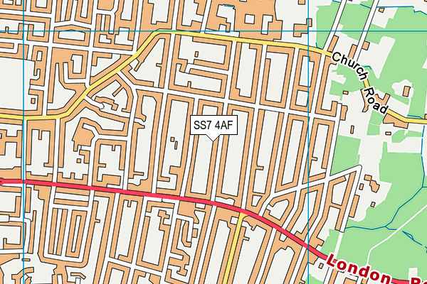 SS7 4AF map - OS VectorMap District (Ordnance Survey)