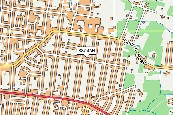 SS7 4AH map - OS VectorMap District (Ordnance Survey)