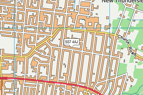 SS7 4AJ map - OS VectorMap District (Ordnance Survey)