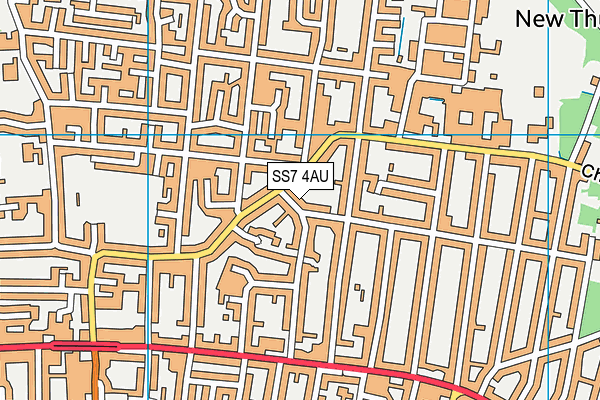 SS7 4AU map - OS VectorMap District (Ordnance Survey)