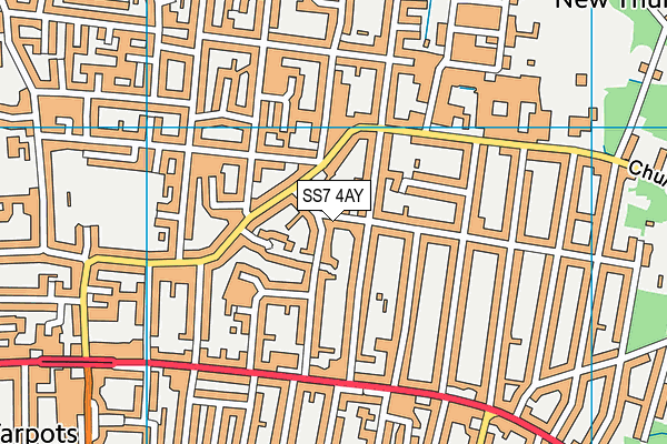 SS7 4AY map - OS VectorMap District (Ordnance Survey)