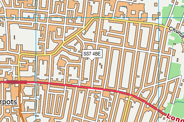 SS7 4BE map - OS VectorMap District (Ordnance Survey)