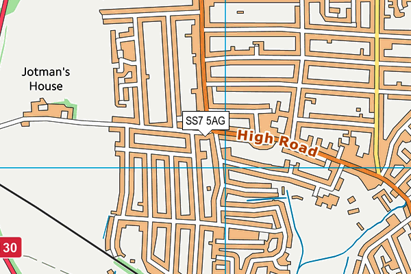 SS7 5AG map - OS VectorMap District (Ordnance Survey)