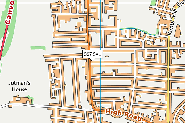 SS7 5AL map - OS VectorMap District (Ordnance Survey)