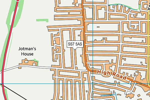 SS7 5AS map - OS VectorMap District (Ordnance Survey)