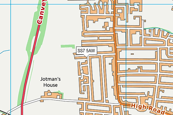 SS7 5AW map - OS VectorMap District (Ordnance Survey)