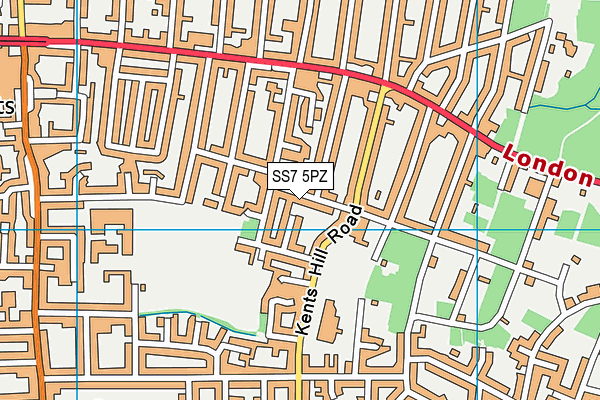 SS7 5PZ map - OS VectorMap District (Ordnance Survey)