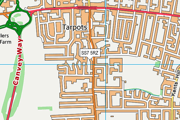 SS7 5RZ map - OS VectorMap District (Ordnance Survey)