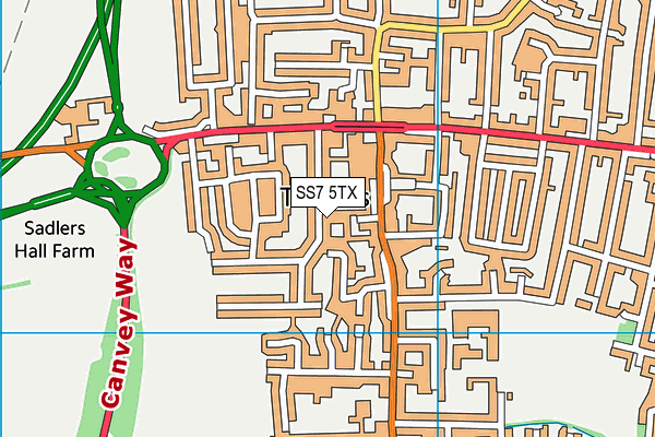 SS7 5TX map - OS VectorMap District (Ordnance Survey)