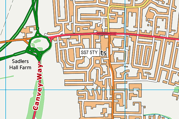 SS7 5TY map - OS VectorMap District (Ordnance Survey)