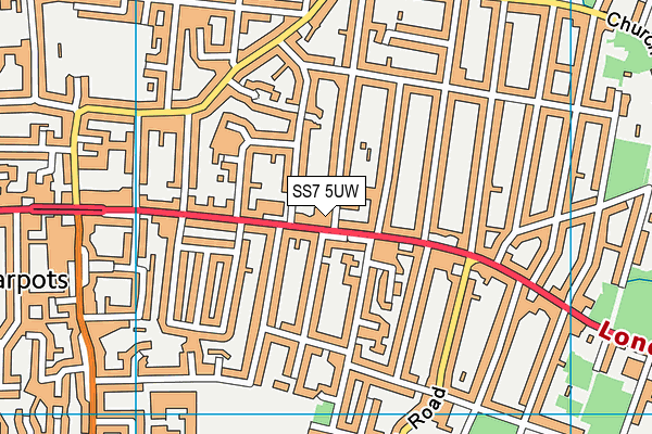 SS7 5UW map - OS VectorMap District (Ordnance Survey)