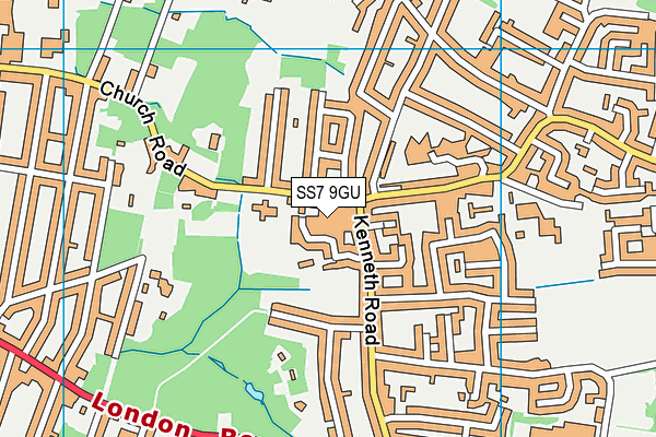 SS7 9GU map - OS VectorMap District (Ordnance Survey)