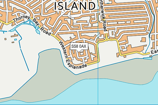 SS8 0AX map - OS VectorMap District (Ordnance Survey)