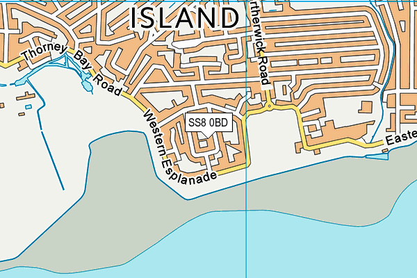 SS8 0BD map - OS VectorMap District (Ordnance Survey)