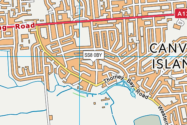 SS8 0BY map - OS VectorMap District (Ordnance Survey)