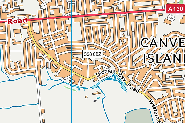 SS8 0BZ map - OS VectorMap District (Ordnance Survey)