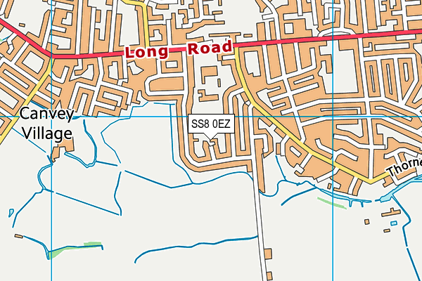 SS8 0EZ map - OS VectorMap District (Ordnance Survey)