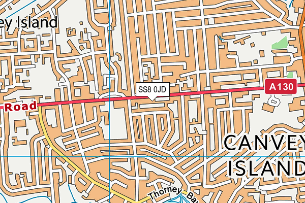 SS8 0JD map - OS VectorMap District (Ordnance Survey)