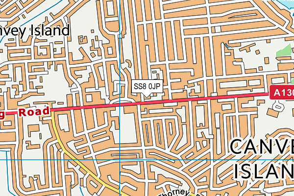 SS8 0JP map - OS VectorMap District (Ordnance Survey)