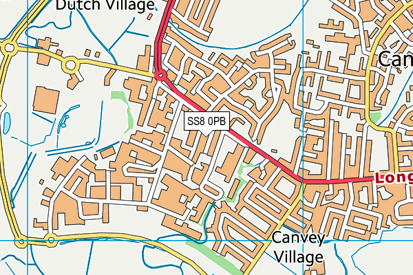 SS8 0PB map - OS VectorMap District (Ordnance Survey)