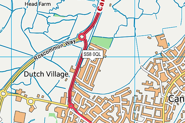 SS8 0QL map - OS VectorMap District (Ordnance Survey)