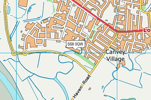 SS8 0QW map - OS VectorMap District (Ordnance Survey)