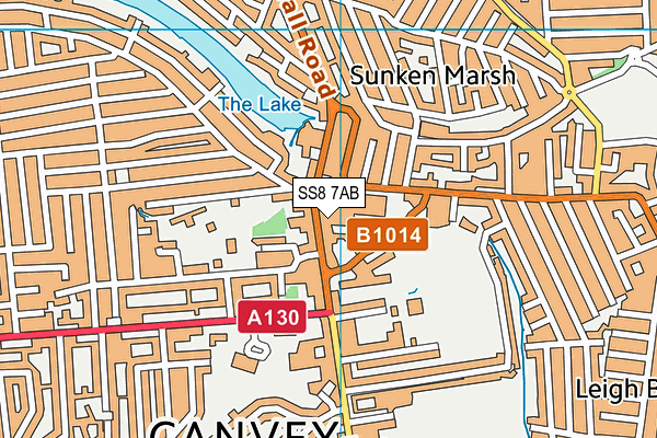 SS8 7AB map - OS VectorMap District (Ordnance Survey)