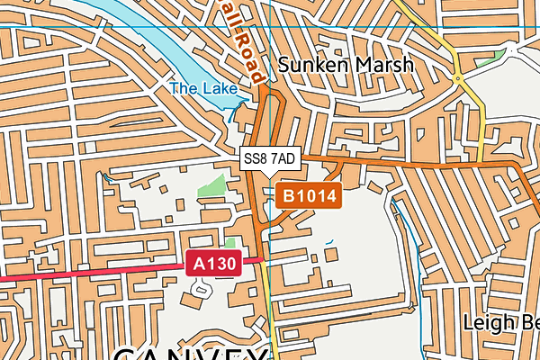 SS8 7AD map - OS VectorMap District (Ordnance Survey)