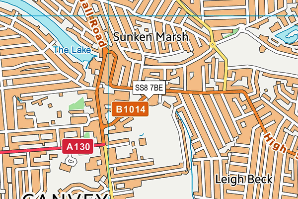 SS8 7BE map - OS VectorMap District (Ordnance Survey)