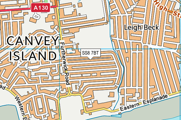 SS8 7BT map - OS VectorMap District (Ordnance Survey)