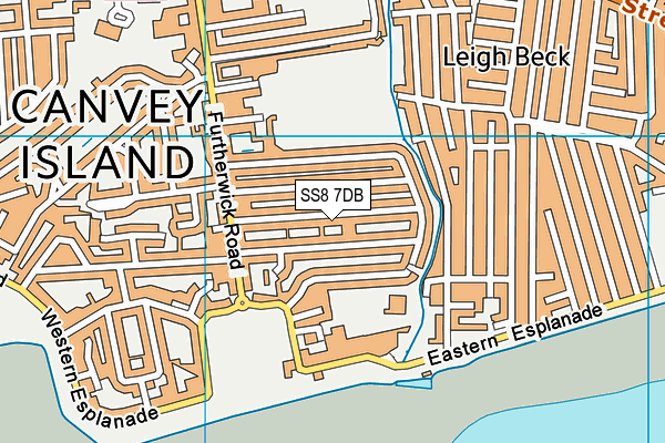 SS8 7DB map - OS VectorMap District (Ordnance Survey)