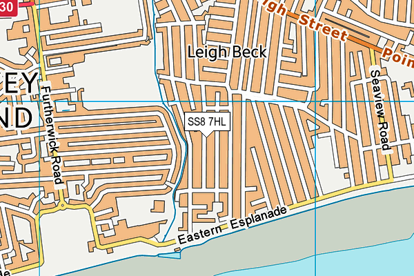 SS8 7HL map - OS VectorMap District (Ordnance Survey)