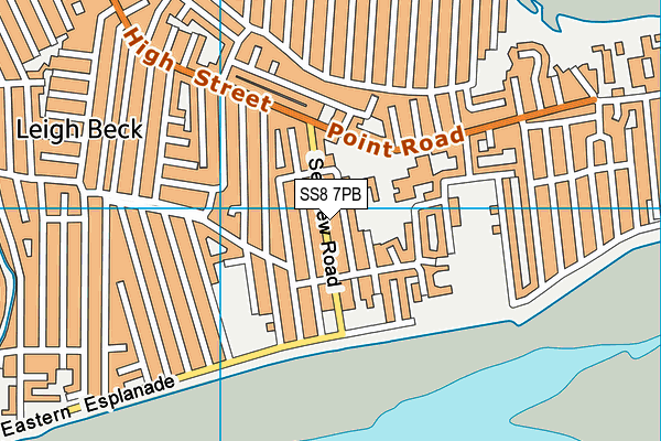 SS8 7PB map - OS VectorMap District (Ordnance Survey)
