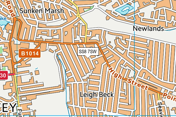 SS8 7SW map - OS VectorMap District (Ordnance Survey)