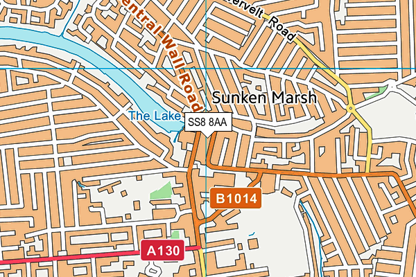 SS8 8AA map - OS VectorMap District (Ordnance Survey)