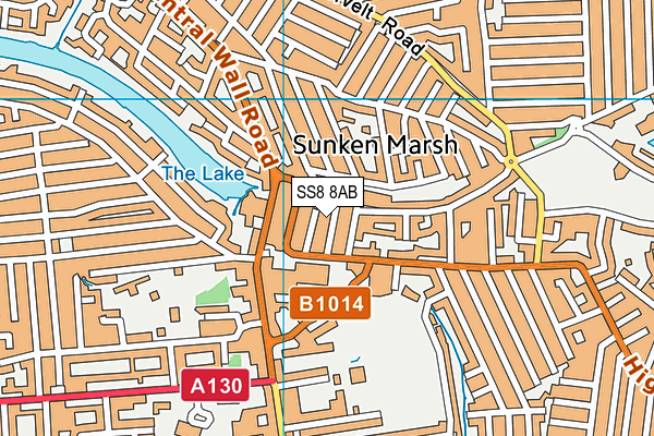 SS8 8AB map - OS VectorMap District (Ordnance Survey)